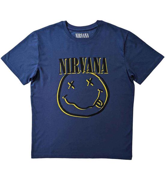 Nirvana: Inverse Happy Face - Sky Blue T-Shirt