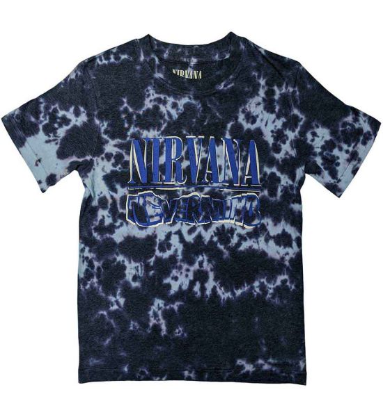 Nirvana: Nevermind Wavy Logo (Dip Dye, Dye Wash) - Purple T-Shirt