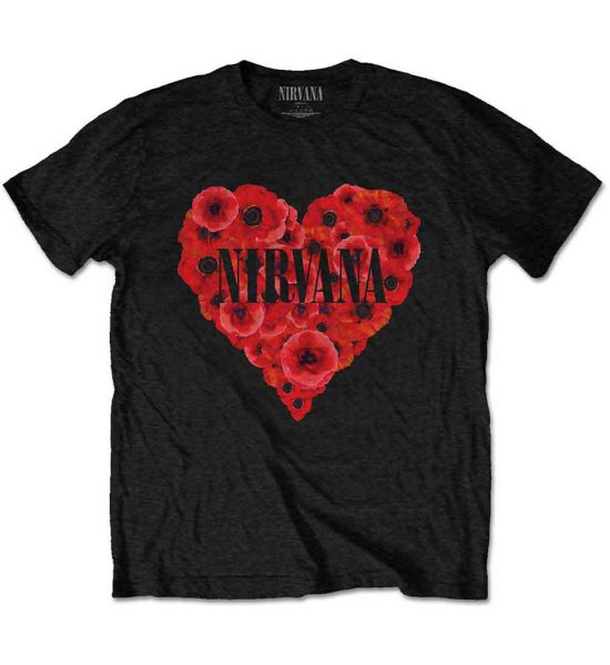 Nirvana: Poppy Heart - Black T-Shirt