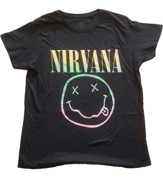 Nirvana: Sorbet Ray Happy Face - Ladies Black T-Shirt