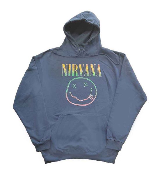 Nirvana: Sorbet Ray Happy Face - Turquoise Blue Pullover Hoodie