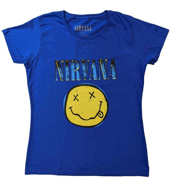 Nirvana: Xerox Happy Face - Blue T-Shirt