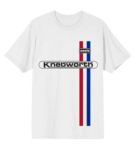 Oasis: Knebworth Vertical Stripe - White T-Shirt