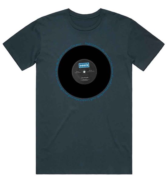 Oasis: Live Forever Single - Denim Blue T-Shirt