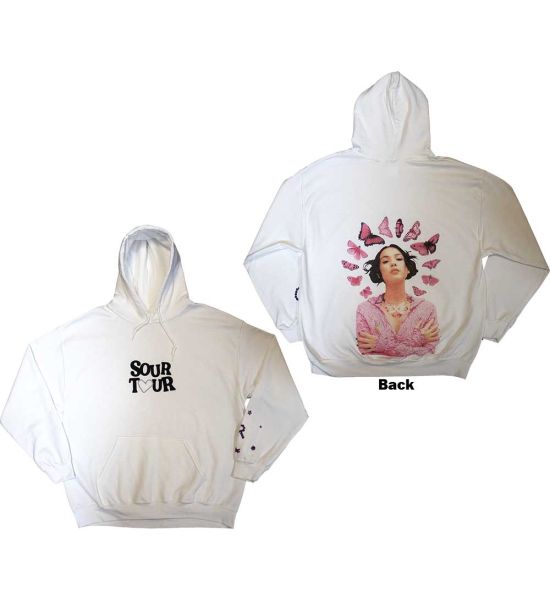 Olivia Rodrigo: Butterfly Halo (Back Print) - White Pullover Hoodie