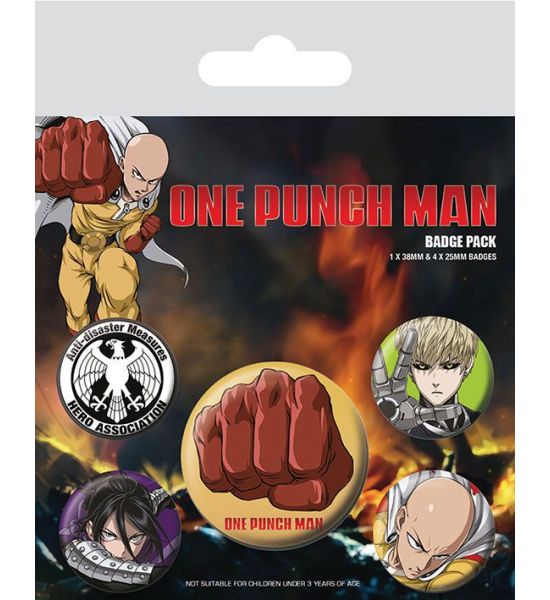 One Punch Man: Destructive Pin-Back Buttons 5-Pack Preorder