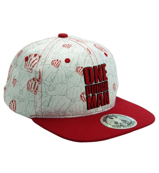 One Punch Man: Punches Snapback Cap - Beige & Red Preorder