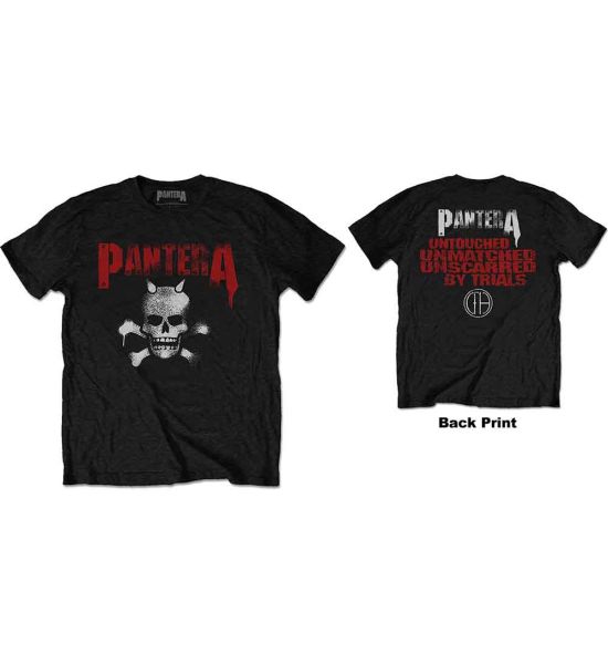 Pantera: Horned Skull Stencil (Back Print) - Black T-Shirt