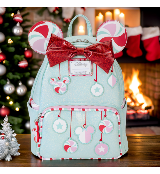 Loungefly Disney Minnie Holiday Peppermint Ornaments Mini Backpack Merchoid UK