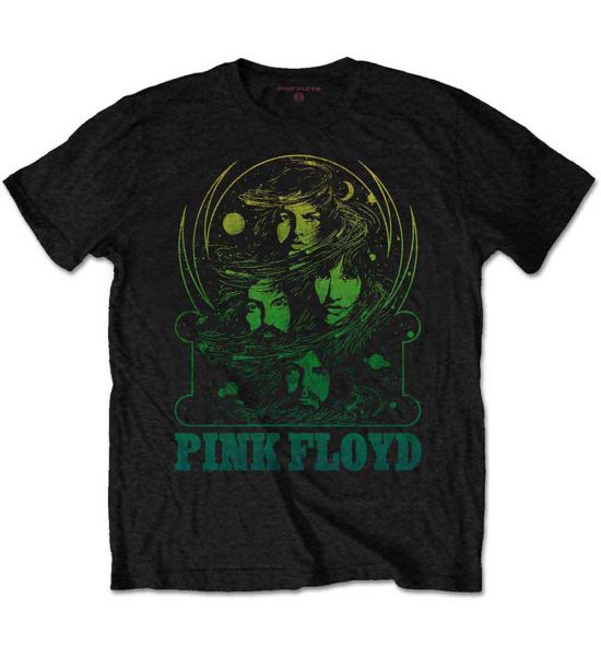 Pink Floyd: Green Swirl - Black T-Shirt