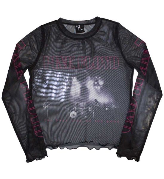 Pink Floyd: Live Band (Mesh, Sublimation Print) - Black Ladies Long Sleeve T-Shirt