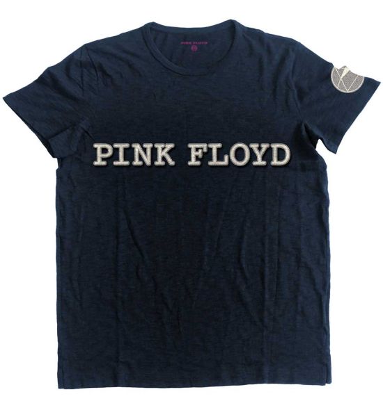 Pink Floyd: Logo & Prism (Applique) - Navy Blue T-Shirt