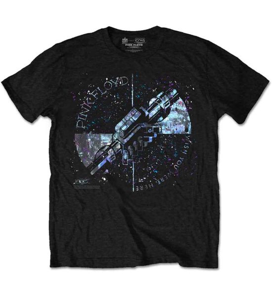 Pink Floyd: Machine Greeting Blue - Black T-Shirt