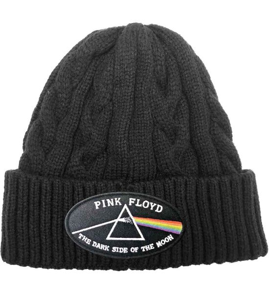 Pink Floyd: The Dark Side of the Moon Black Border (Cable Knit ) - Black Beanie Hat Preorder