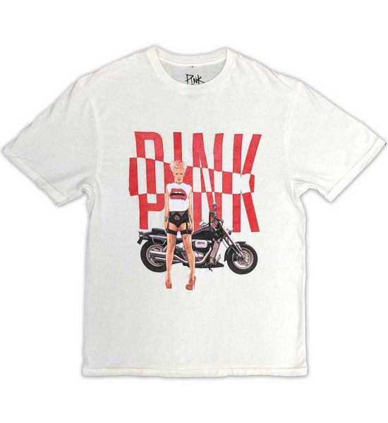 Pink: Motorbike - White T-Shirt