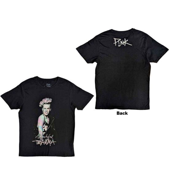 Pink: Wink (Back Print) - Black T-Shirt