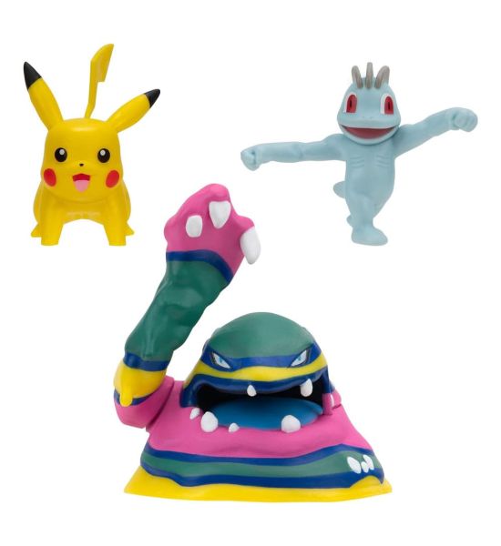 Pokémon: Machop, Pikachu #1, Alolan Muk Battle Figure Set 3-Pack (5cm)