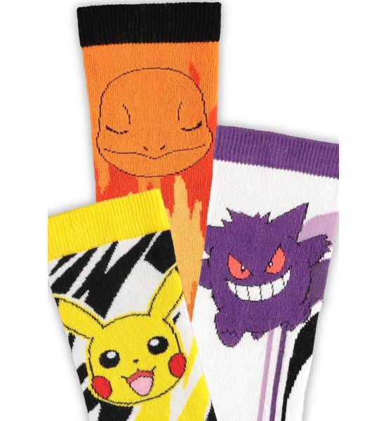 Pokémon: Pikachu, Charmander, Gengar Socks 3-Pack (39-42) Preorder