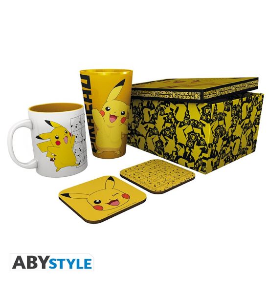 Pokémon: Pikachu Mug, 400ml Glass & 2 Coasters Collectable Gift Box Preorder