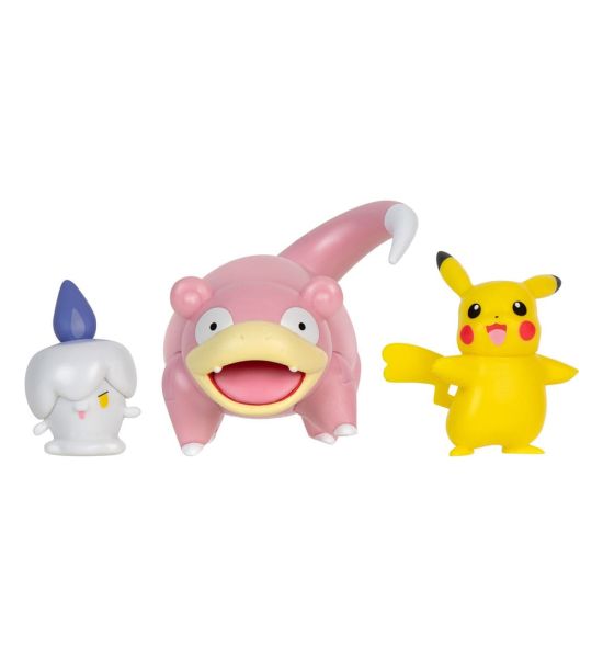 Pokemon: Pikachu (Female), Litwick, Slowpoke Battle Figure Set 3-Pack (5cm)