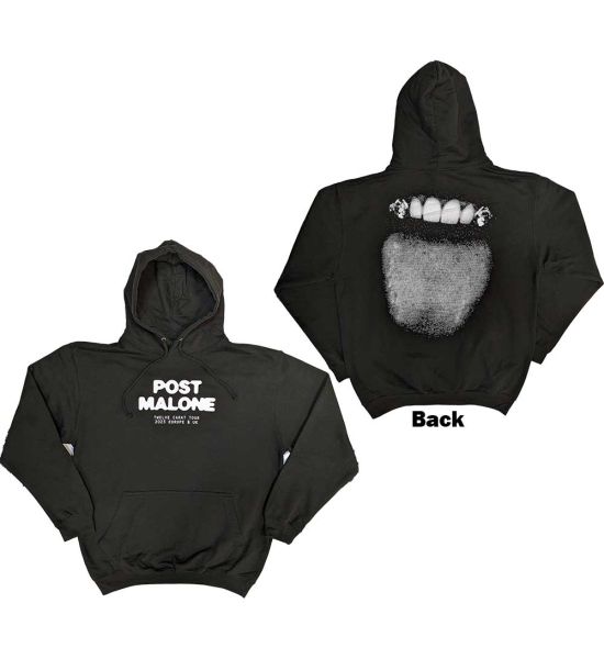 Post Malone: Fangs 2023 Tour Dates (Back Print) - Black Pullover Hoodie