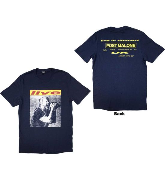 Post Malone: Live In Concert (Back Print) - Blue T-Shirt