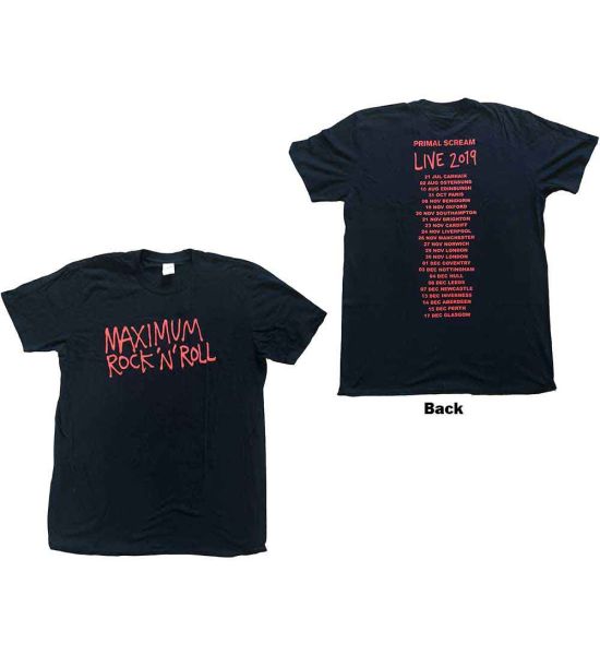 Primal Scream: Maximum RnR (Back Print) - Black T-Shirt