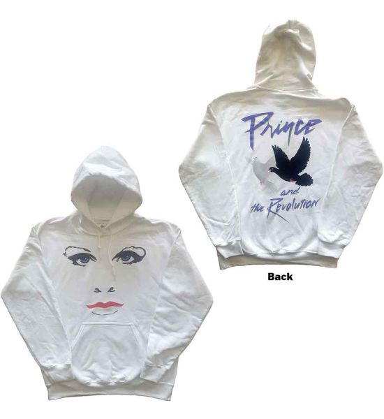 Prince: Faces & Doves (Back Print) - White Pullover Hoodie