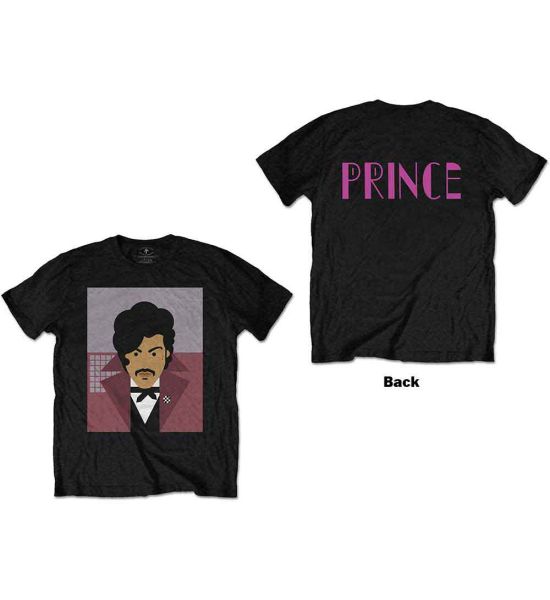 Prince: Many Faces (Back Print) - Black T-Shirt