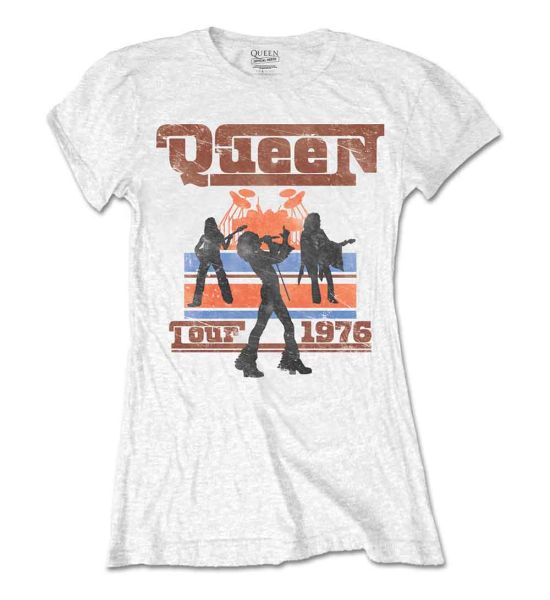 Queen: 1976 Tour Silhouettes - Ladies White T-Shirt