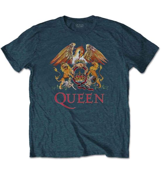 Queen: Classic Crest - Denim Blue T-Shirt