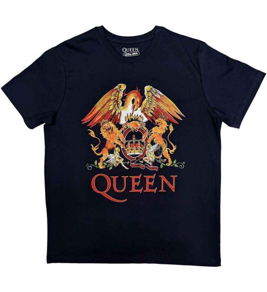 Queen: Classic Crest - Navy Blue T-Shirt