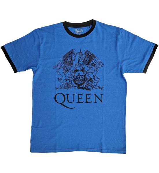 Queen: Crest Logo - Blue T-Shirt