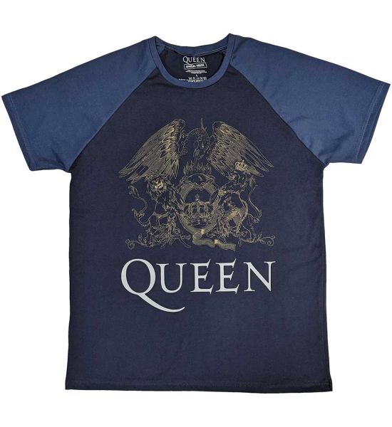 Queen: Crest - Navy Blue & Denim Blue T-Shirt