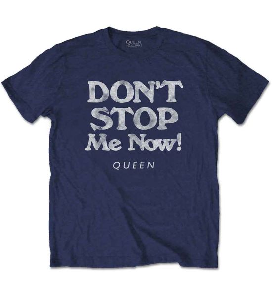 Queen: Don't Stop Me Now - Navy Blue T-Shirt