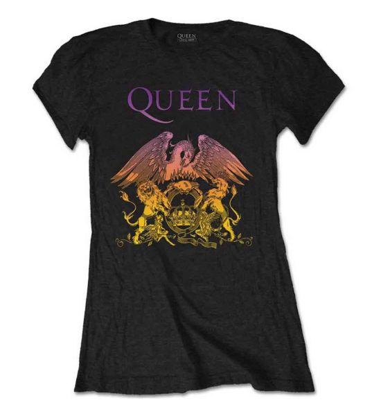 Queen: Gradient Crest - Ladies Black T-Shirt