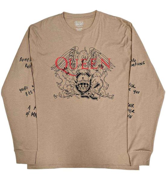 Queen: Handwritten (Sleeve Print) - Sand Long Sleeve T-Shirt