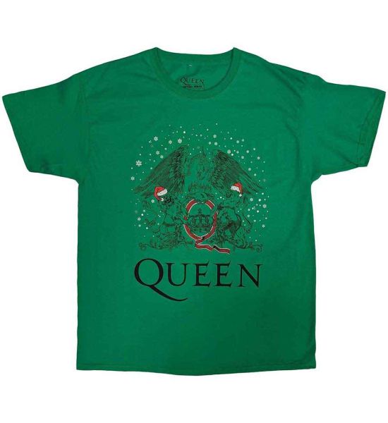 Queen: Holiday Crest - Green T-Shirt