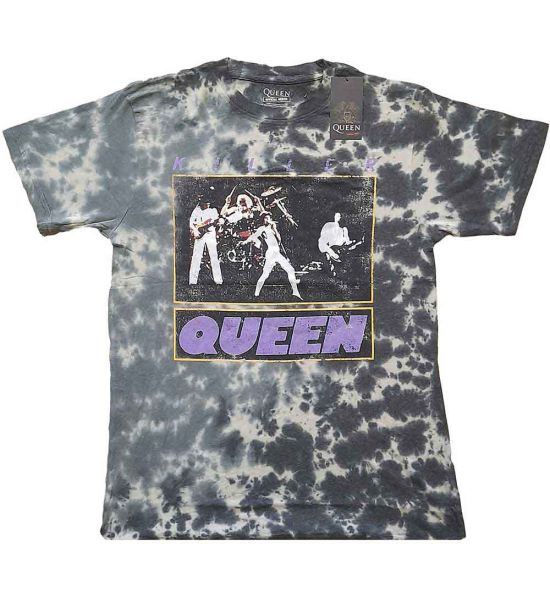 Queen: Killer Queen (Dye Wash) - Grey T-Shirt