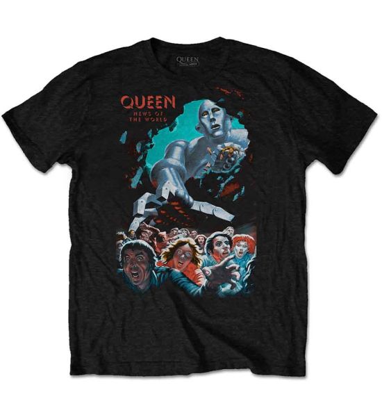 Queen: News Of The World Vintage - Black T-Shirt