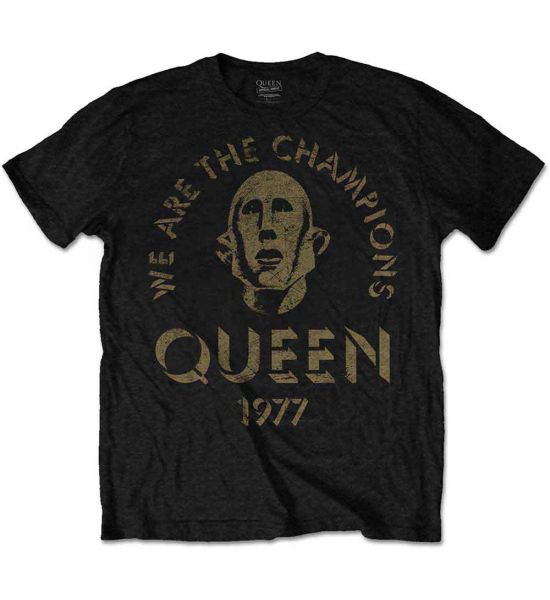 Queen: We Are The Champions - Black T-Shirt