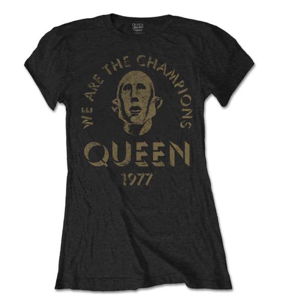 Queen: We Are The Champions - Ladies Black T-Shirt