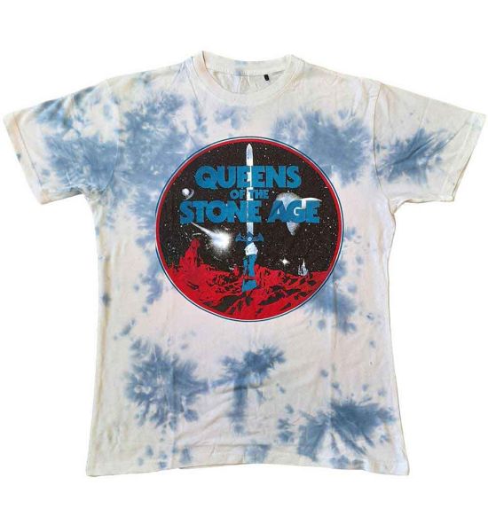 Queens Of The Stone Age: Branca Sword (Dip Dye, Dye Wash) - White T-Shirt