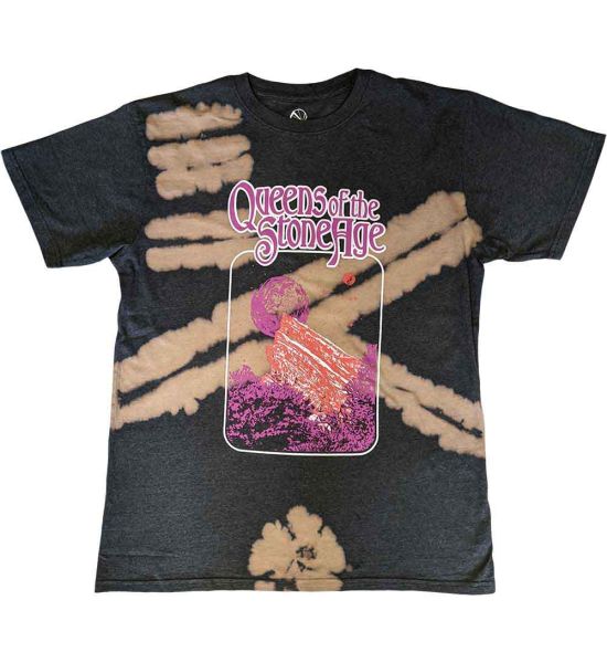 Queens Of The Stone Age: Planet Frame (Dip Dye, Dye Wash) - Black T-Shirt