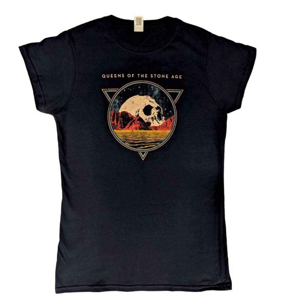 Queens Of The Stone Age: Skull Lady - Ladies Navy Blue T-Shirt