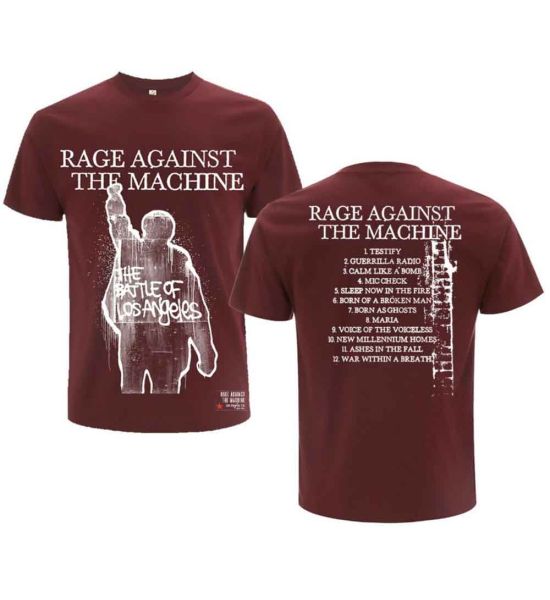 Rage Against The Machine: BOLA Album Cover (Back Print) Maroon Red T-Shirt