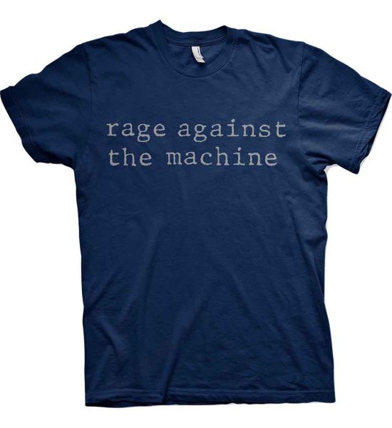 Rage Against The Machine: Original Logo Navy Blue T-Shirt