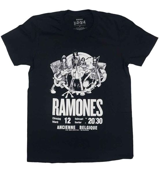 Ramones: Belgique - Black T-Shirt