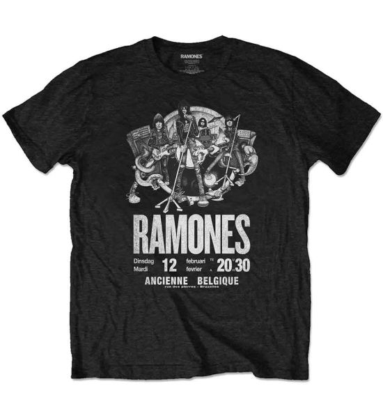 Ramones: Belgique (Eco Friendly) - Black T-Shirt