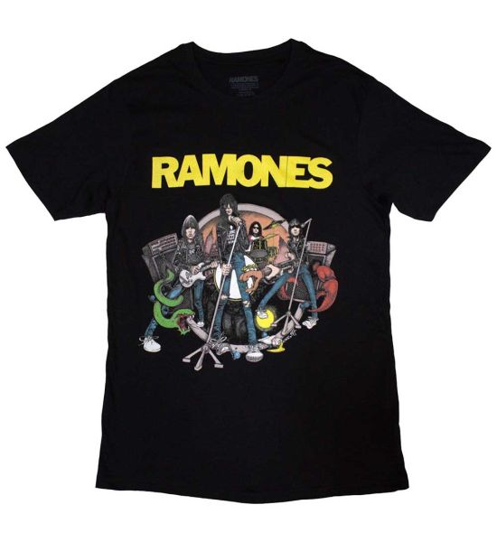 Ramones: Cartoon Band - Black T-Shirt